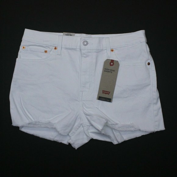 Levi's Women's Salt White Mid Length Denim Jean High Rise Shorts Size W32/14 - Picture 12 of 12